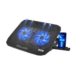 EVM EnLap Cool 2.0 Laptop Cooling Pad with Dual 125mm Fans, Blue LED, Adjustable Mobile Holder & Dual USB Port | Ultra Quiet | 1-Year Warranty (EVM-LCR-03)