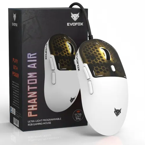 Image of EvoFox Phantom Air Ultra Lightweight Gaming Mouse | Upto 1000Hz Polling Rate, 7000 FPS, 12800 DPI | Honeycomb RGB Lighti