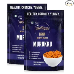 Evolve Murukku Chakli Snacks, Gluten Free, No Palm Oil, Fresh, Organic, Vacuum Fried | Crispy Guilt Free Tea and Evening