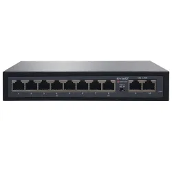 EVteQ 10 Ports Fast Ethernet with 8 PoE Ports (10/100 Mbps) & 2 Uplink Ports