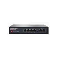 EvteQ EV-04F-2U 4 PoE Ports + 2 Uplink Ports Gigabit Network Switch | 802.3af/at | AI Watchdog | VLAN | 250m Extend Mode | Metal Housing | Plug & Play