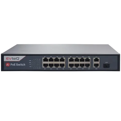 Image of EvteQ POE Switch 16 PoE Giga Ports, 2 Uplink Giga Ports & 1 SFP (EV-16G-2UG-1S)