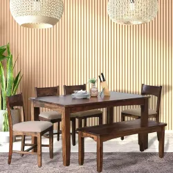 EXCEL HOME 6-Seater Solid Wood Dining Set Provincial Teak