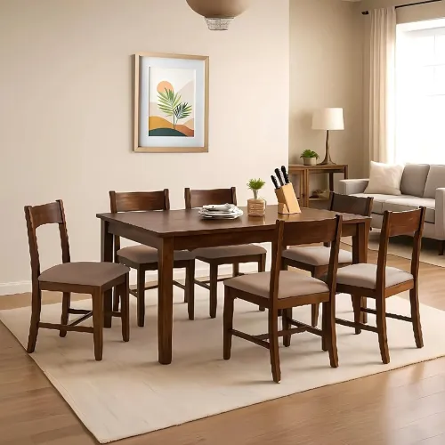 Image of EXCEL HOME 7 Piece Solid Wood Dining Set