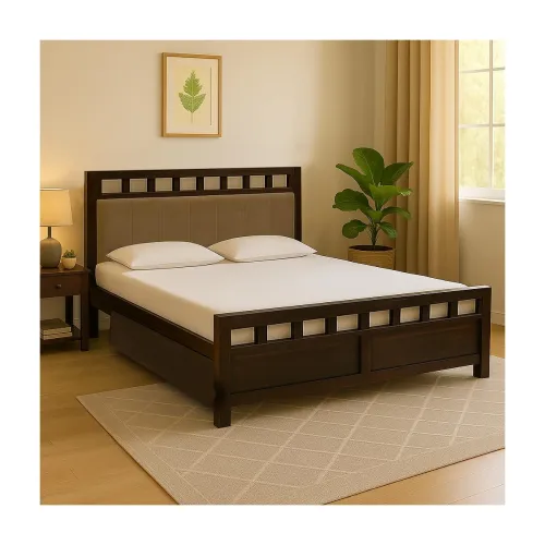 Image of EXCEL HOME Solid Sheesham Wood Queen Size Bed with Drawer Storage