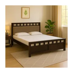 EXCEL International Matrix Solid Sheesham Wood Queen Size Bed Without Storage