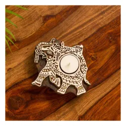 ExclusiveLane Dazzling Elephant Tea-Light Holder