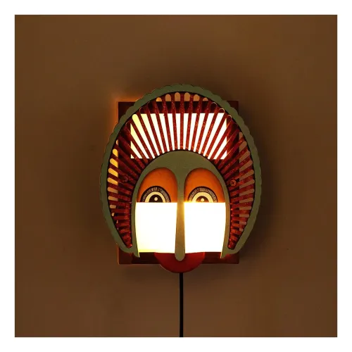 Image of ExclusiveLane Wooden Handpainted Wall Lamp Sheesham Pine 9 Inch