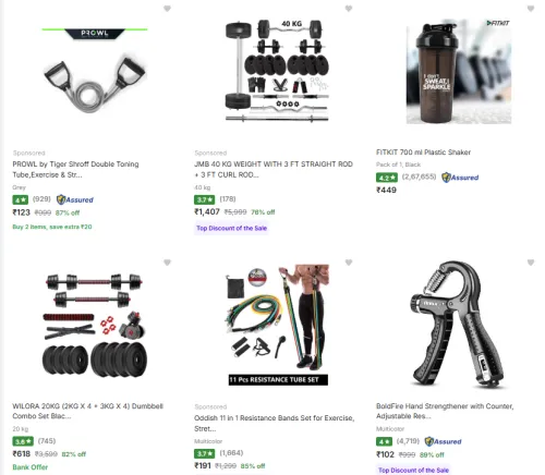 Image of Exercise & Fitness Accessories up to 90% Discount