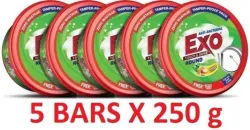 Exo Touch and shine 250 gram Round Dishwash Bar  (5 x 0.2 kg)