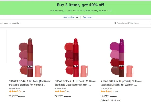 Image of Buy 2 items and Save Extra 40% Discount on Sugar POP Lipstick 