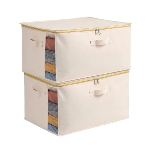 Image of Extra Large Cotton Canvas Clothes Storage Bags & Saree Covers Set of 2