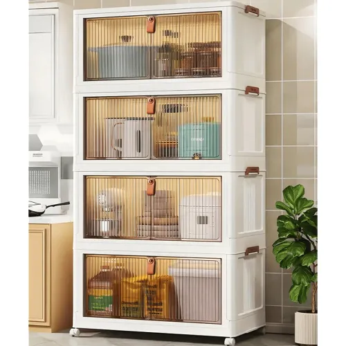 Image of EXVITO 4 Pack Multipurpose Stackable Plastic Cupboard Drawer