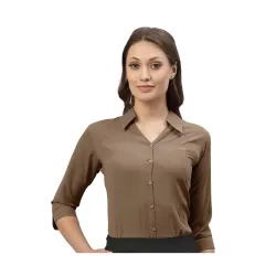 EYEBOGLER Women Polo Solid 3/4 Sleeve Regular Fit Casual Shirt