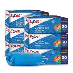 Ezee Blue Garbage Bags Medium 180 Pcs | 30 Pcs x Pack of 6 Rolls | 19 x 21 Inch | Dustbin Bags /Trash Bags /Dustbin Cove