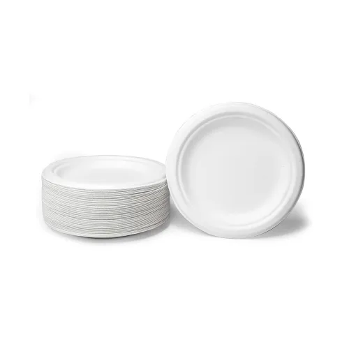 Image of Ezee Disposable 9 Inch Round Bagasse Plates (Pack of 10)