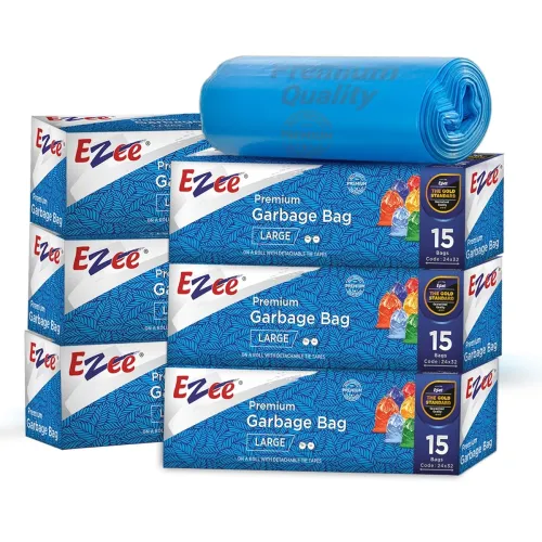 Image of Ezee Plastic Blue Garbage Bags Large 90 Pcs | 15 Pcs | 24 x 32 Inch | Dustbin Bags/Trash Bags/Dustbin Covers for Wet and