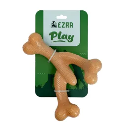 EZRA Play Lobster Bone Dog Chew Toy | Durable Non-Toxic Rubber Chew Bone | Interactive Toy for Dental Health, Teething & Active Chewers