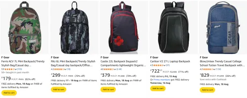 Image of F Gear Backpack Starting @ ₹179