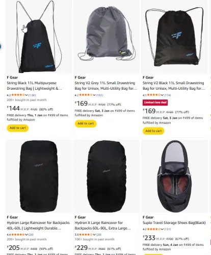 Image of F Gear Backpack Starting at ₹144