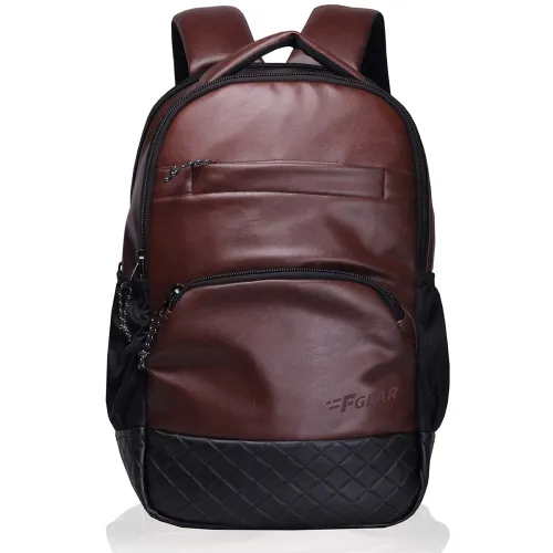 Image of F Gear Luxur 25L Medium Laptop backpack Fits upto 17\' Laptop Faux Leather Water resistant lightweight, Gifts for Men Wo