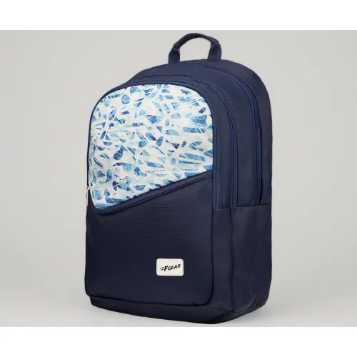 Image of F Gear Polaris Navy 37L School Backpack | 3 Compartments, 1 Front Pocket with bottle holder | Airflow Back Panel | Ergon