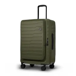 F Gear Sedona Medium 65cm German Polycarbonate Hard Luggage|8 Japanese Hinomoto Silent Wheels |Expandable Check-in Front Opening Suitcase for Travel| Anti-Theft Zipper, TSA 007 Lock (Army Gr...
