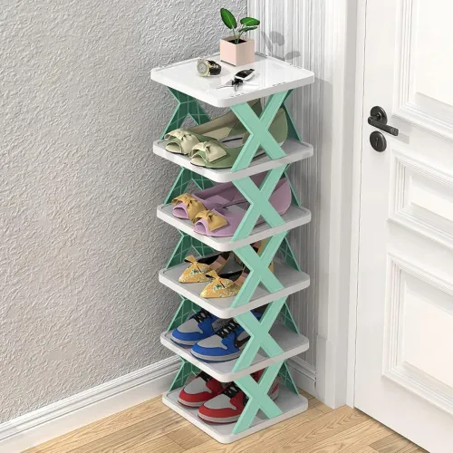 Image of F4FIVE RV 6-Layer Plastic Shoe Storage Rack, Adjustable Stackable Shelf,