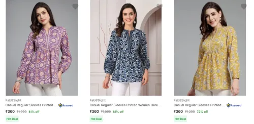Image of Fab8sight Women's Tops upto 81% Discount
