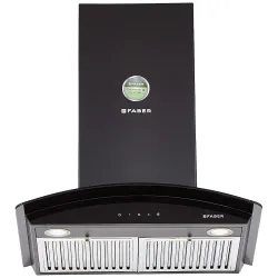 Faber 60 cm 1000 m³/hr Curved Glass Kitchen Chimney (Hood Tratto TC BK LTW 60, Baffle Filters, Touch Control, Black), Free 1 Year Extended warranty