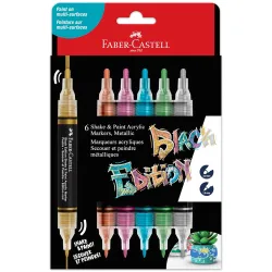 Faber-Castell Black Edition Shake & Paint Acrylic Marker Box of 6