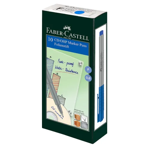 Image of Faber-Castell 10 CD/OHP MARKER PENs BLUE Pack of 3