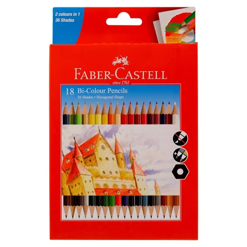 Image of Faber-Castell Bi-Colour Pencil, Pack of 18 (Assorted)