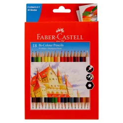 Faber-Castell Bi-Colour Pencil, Pack of 18 (Assorted)