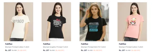 Image of Fabflee Women's T-shirts Flat @ ₹197