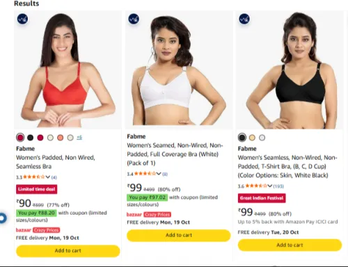 Image of Fabme Bras at minimum 75% Discount