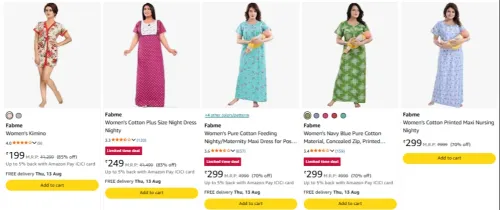 Image of Fabme cotton nighty Starting From @ ₹199