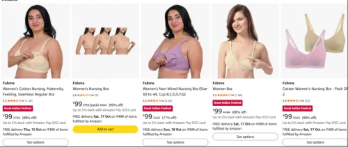 Image of Fabme Nursing Bras at minimum 90% Discount
