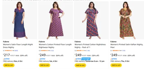 Image of Fabme Women NightDress Starting @ ₹217