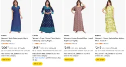 Fabme Women’s Crepe Printed Flare Nighty Starting at ₹206
