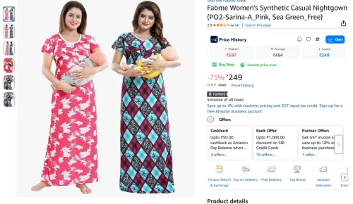 Image of Fabme Women's Synthetic Casual Nightgown pack 2