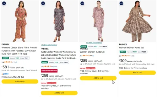 Image of FABNEX Kurta Set upto 95% Discount