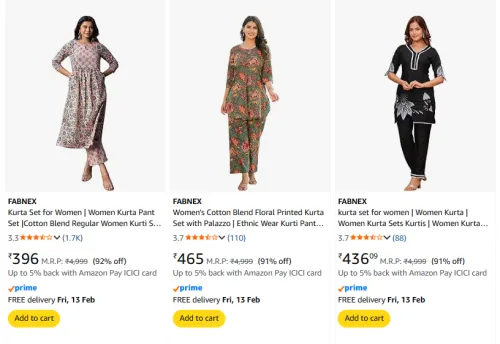 Image of fabnex women pant kurta starting @ 300