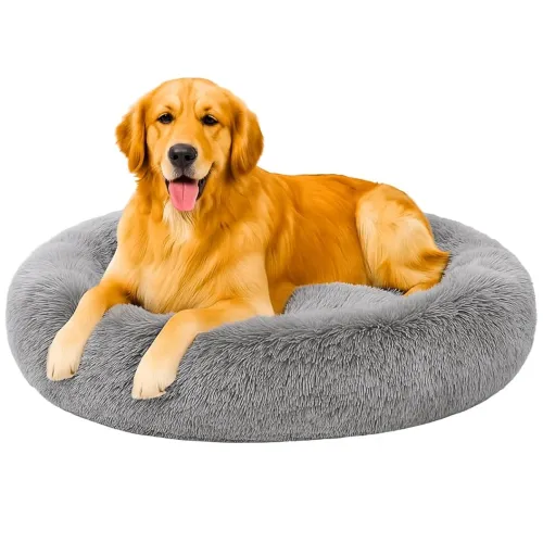 Image of Fabric Fluffy Washable Waterproof Dog Bed For Summer | Large Size Round Pet Bed For Golden Retriever, Labrador, Pug, Bea