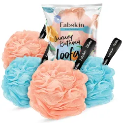Fabskin Luxury Bathing Loofah For Men And Women | Pack Of 4 | Peach & Blue | Foaming Loofah For Bathing | Bath Scrub Spo