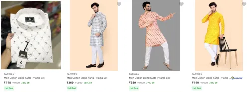 Image of Fabwax Men's Ethnic Sets at minimum 72% Discount