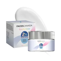 FACES CANADA 2% Kojic Acid Comfy Glow Night Cream with Niacinamide & Alpha Arbutin for Skin Brightening