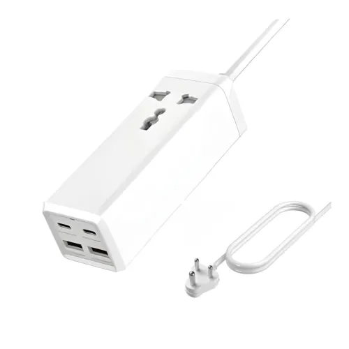Image of FACTOTECH 5 in 1 Super Fast Charger 65W 2 USB Ports, 2 PD Type C Ports with 1 Power Socket Fit with Laptops,i-Phones, Ma