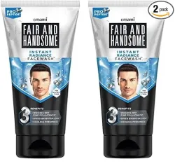 Fair and Handsome Instant Radiance Face Wash | Pro-Peptide | Instant Radiance| Washes of Fine Pollutants | Cooling Freshness | 150g (Pack of 2)