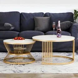 Famousartist Gold Metal Nesting Coffee Tables